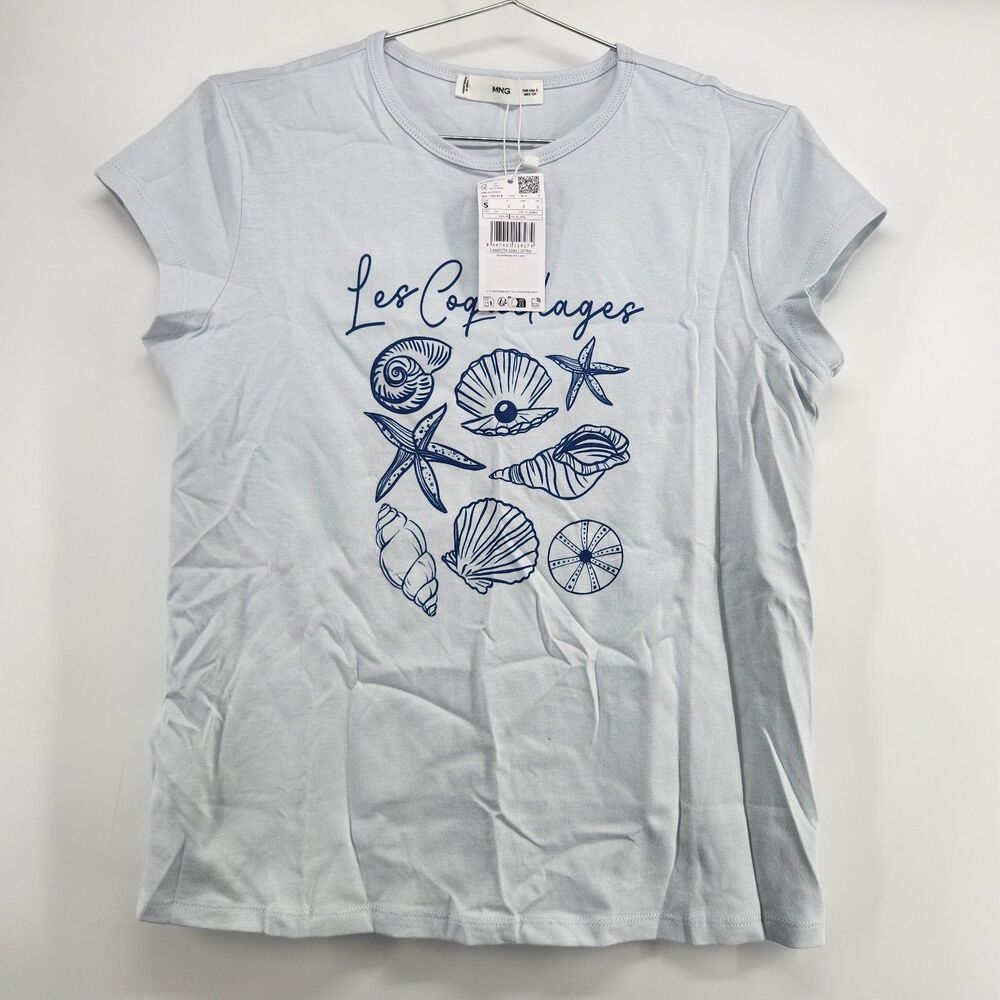 Mango Women's Small 100% Cotton Printed T-Shirt NWT